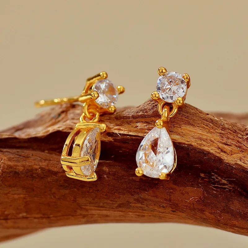 

Waterdrop Inlay Diamond Drop Earrings plating18k Gold Plated Pear Cut Earrings 925 Silver for Women Sparkling Jewelry