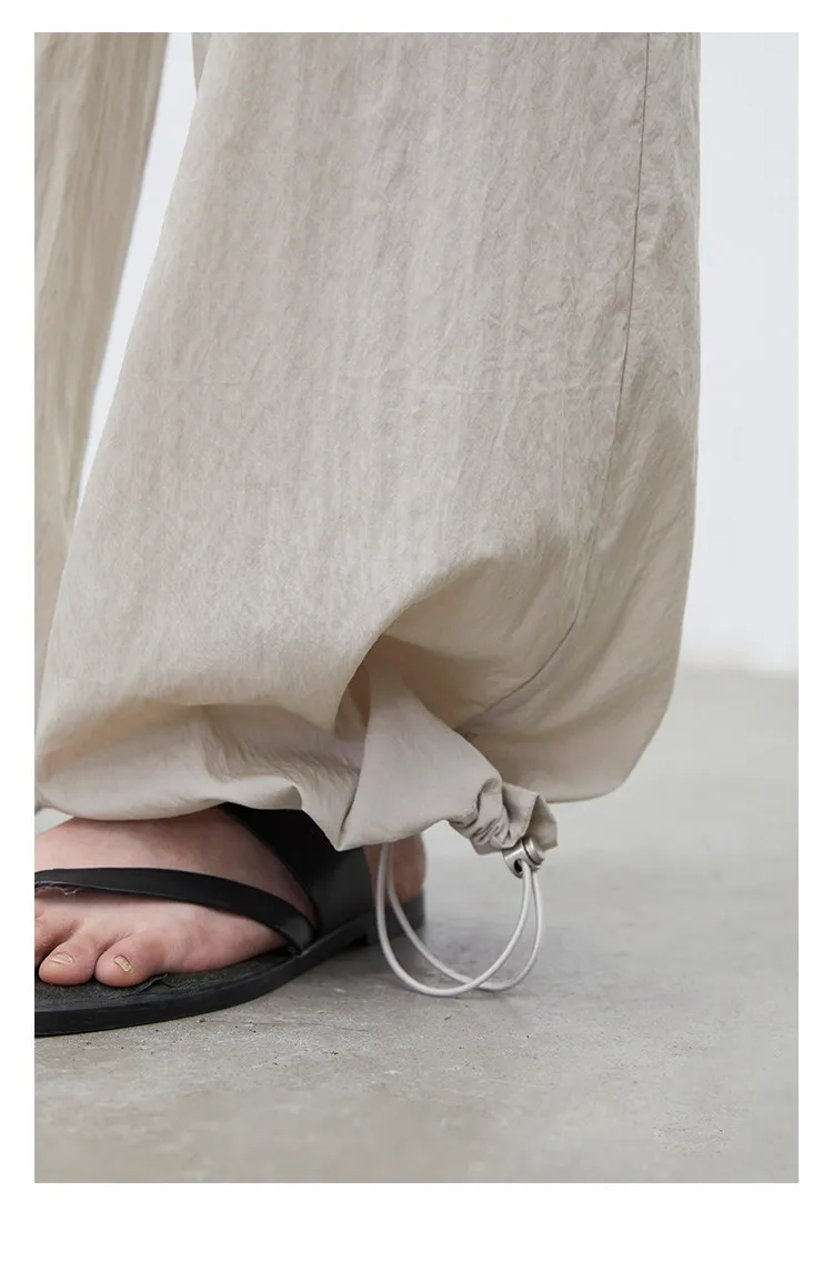 CHIC VEN New Women Pants Solid Loose Casual Wide Leg Pant Elastic Waist Female Thin Trousers Pleated Spring Summer 2026