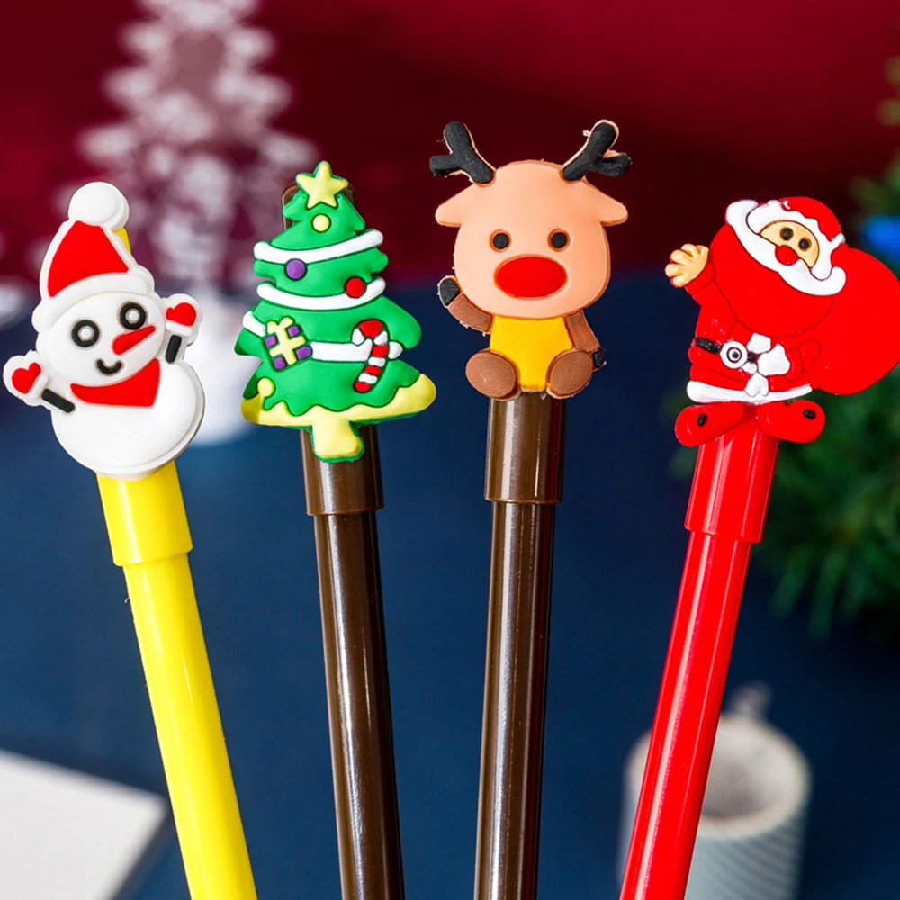 Cartoon Christmas Gel Pen 0.5mm Black Ink Pen Student Writing Signature Pens Stationery