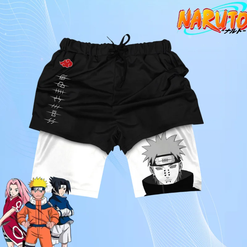 

New Cartoon Anime Naruto Uchiha Itachi Men's Summer Outdoor Casual Sports Soft Quick Drying Breathable Double Layer Beach Shorts