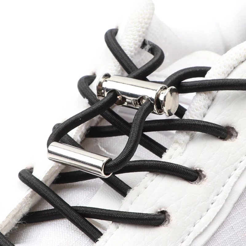 Round  Elastic Metal Lock Shoelaces Without Ties Sneakers Boots Shoelace Kids Adult Quick Lazy Laces for Shoes No Tie Shoe Laces