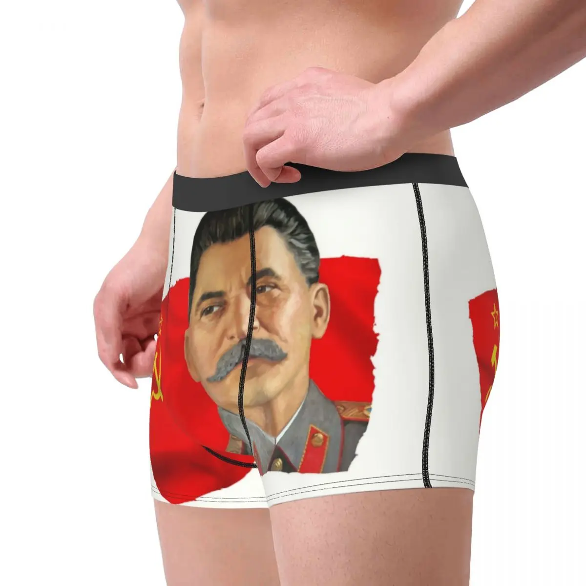 Josef Stalin And USSR Flag Underwear Men Breathbale Russia Soviet Union Boxer Briefs Shorts Panties Soft Underpants For Male