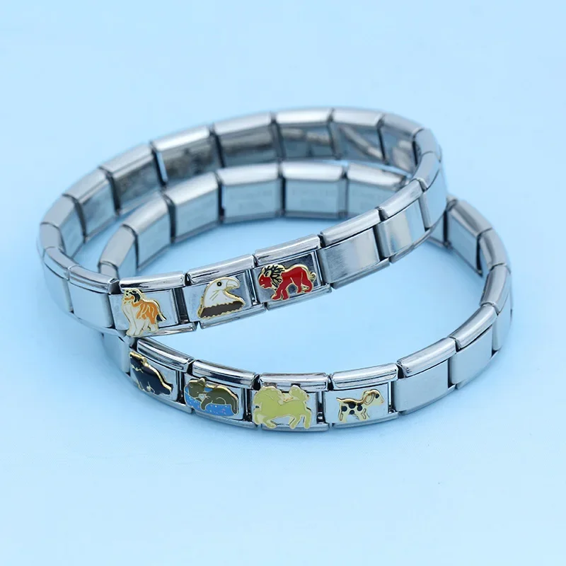 Hapiship Top New Bracelet Charms Links Cat Dog Leo Horse Chicken Daisy Fit 9mm Bracelet Stainless Steel Diy Making DJTop10