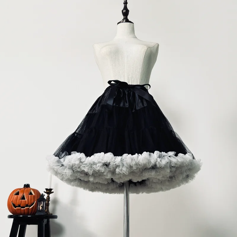 

Women's Elastic Chiffon Petticoat Puffy Tutu Tulle Skirt Princess Ballet Dance Pettiskirts Underskirt Bubble Skirt Above Knee