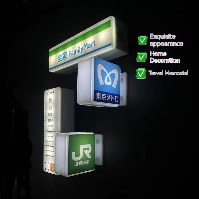 Mini imanes de nevera luminosos y bonitos, caja de luz, café, cerveza, accesorios de decoración para el hogar iluminados, estilo japonés, Iron Family