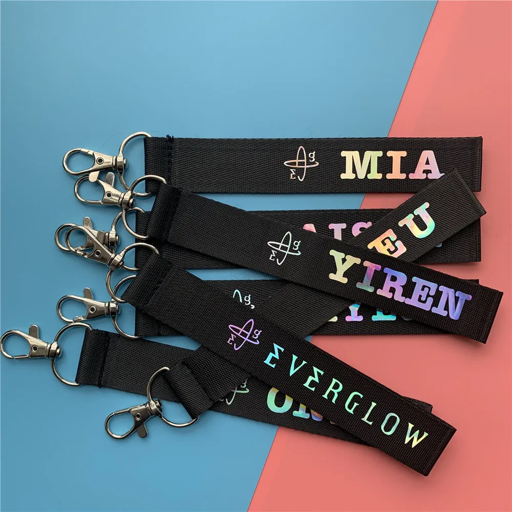 KPOP Everglow Idol Group Member Laser Lanyard Pendant Yiren Mia Sihyeon Aisha Fashion Name Strap Bag Accessories Fans Collection