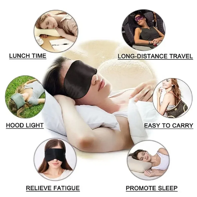 Silk Sleep Mask for Sleeping Adjustable Strap Satin Blackout Men Women Comfortable Blindfold Night Mask