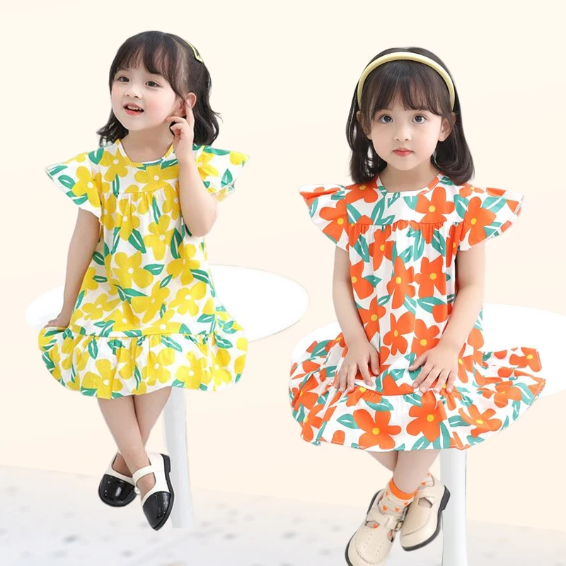 Girl Dresses100% Cotton Children's Clothing Summer Kids Clothes Girls Party  Princess Fashion Outfit Flower Pattern Beach Dresses - AliExpress 1501