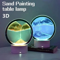 Moving Sand Art with Lighting LED Quicksand Night Light 3D Hourglass Table Lamp Bedside Lamps Sand Painting Home Decor Gifts