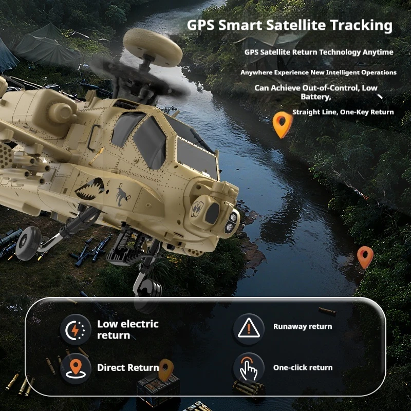 Yuxiang 2025 هليكوبتر تعمل بالتحكم عن بعد F11h Apache Aileron صورة مسلحة مجانية آلة حقيقية لتحديد المواقع لعبة ذكية