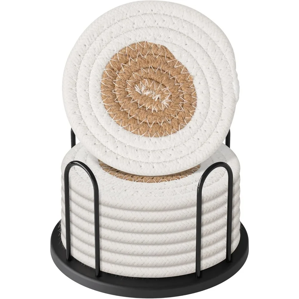 

Набор из 8 впитывающих ковриков для напитков в стиле бохо из хлопка с держателем для пива, кофе, домашнего декора, столешницы