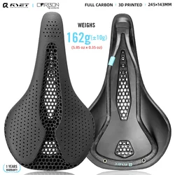 RYET Full Carbon 3D Printed Bike Saddle 245mm*143MM 162g 7*9mm Carbon Bicycle Seat MTB Gravel Road Wide Saddle Bike Accessories