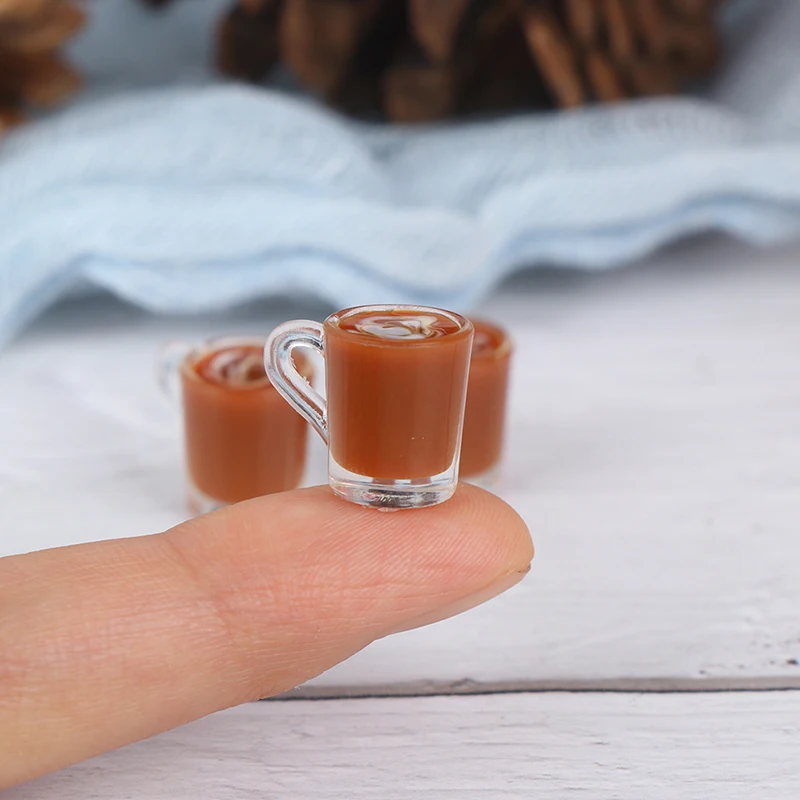 1/12 Dollhouse Miniature Resin Mini Coffee Cup Drink Model Kitchen Accessories For Doll House Decor Kids Pretend Play Toys