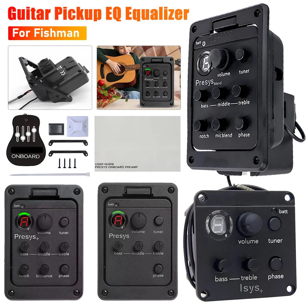 Plastic 301 Guitar Pickup with Tuner For Fish man Presys Blend Guitar Preamp EQ Equalizer Guitar Soundhole EQ Parts Accessories