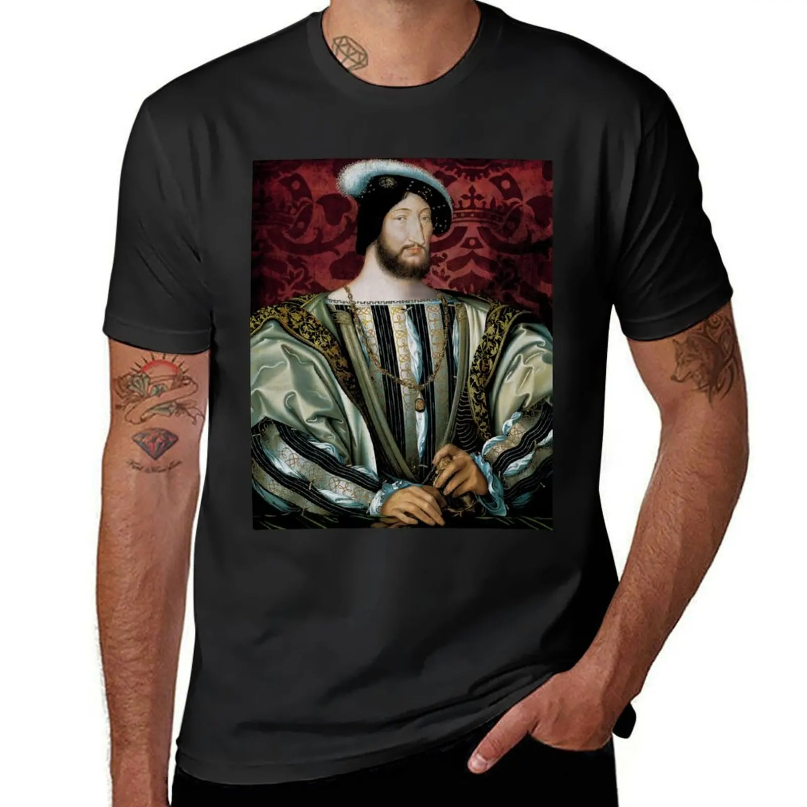 Camiseta lisa de algodón para hombre, camisa con estampado animal de Jean Clouet del rey Francisco I de Francia, ropa de verano, 1530