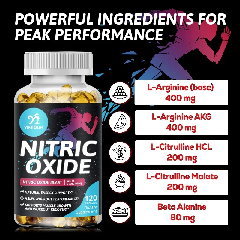 3X Strength Premium Nitric Oxide Supplement Capsules L Arginine  Muscle Supporting Nitric Booster for Strength & Energy