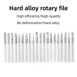 20 PCS High Quality Hard Alloy Rotary File Tungsten Steel Grinding Head Set Single Or Double Grain High Speed Milling Cutter 3mm