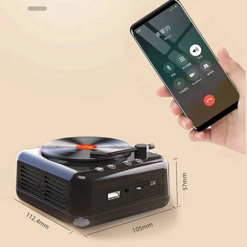 Rise-manovo-ビニールレコードプレーヤースピーカー,USB, Bluetooth v5.0,レトロポータブルスピーカー,TFカード,Uディスク,AUX再生