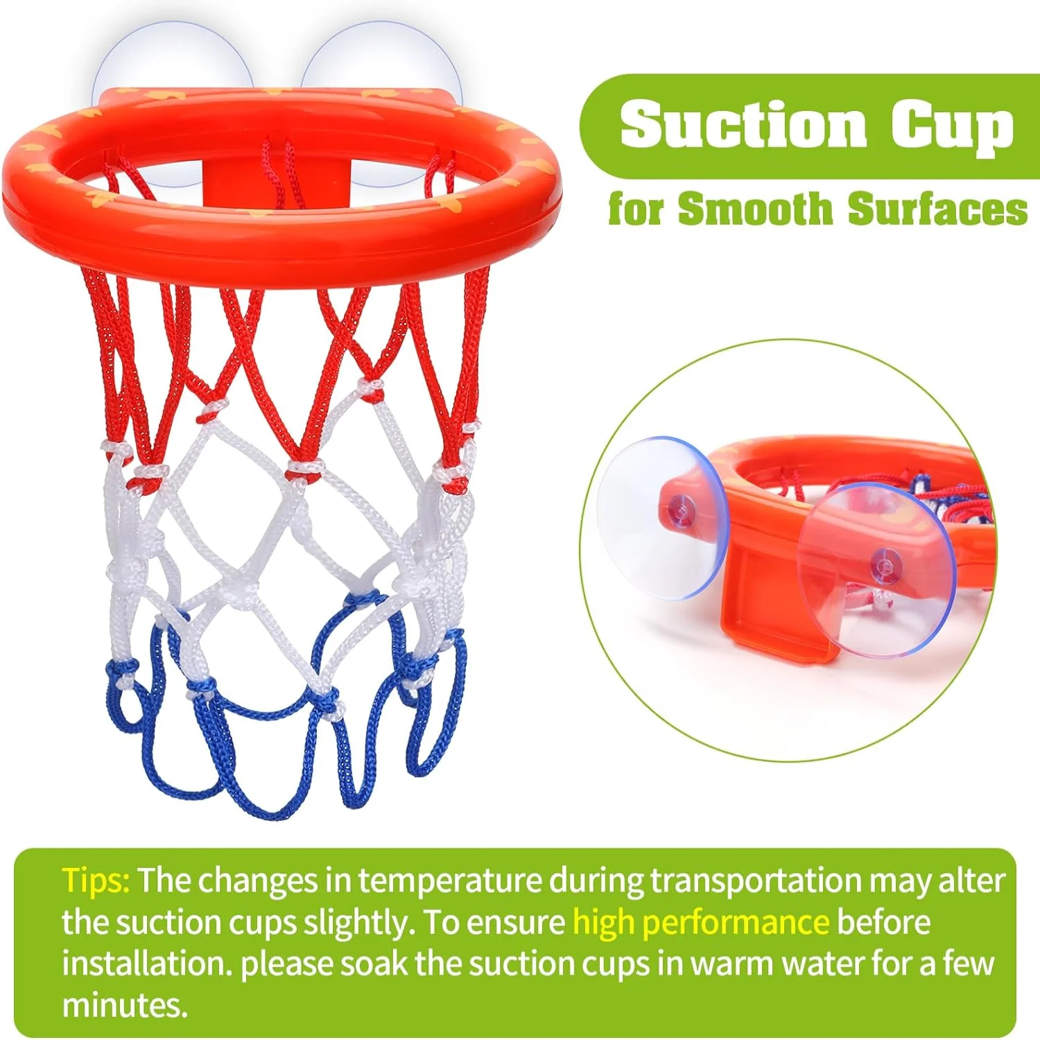 Bath Toys - Bathtub Basketball Hoop for  Toddlers - Bath Toys Shower Toys for  Ages 4-8,Suction Cup Basketball Hoop &  No Hole B