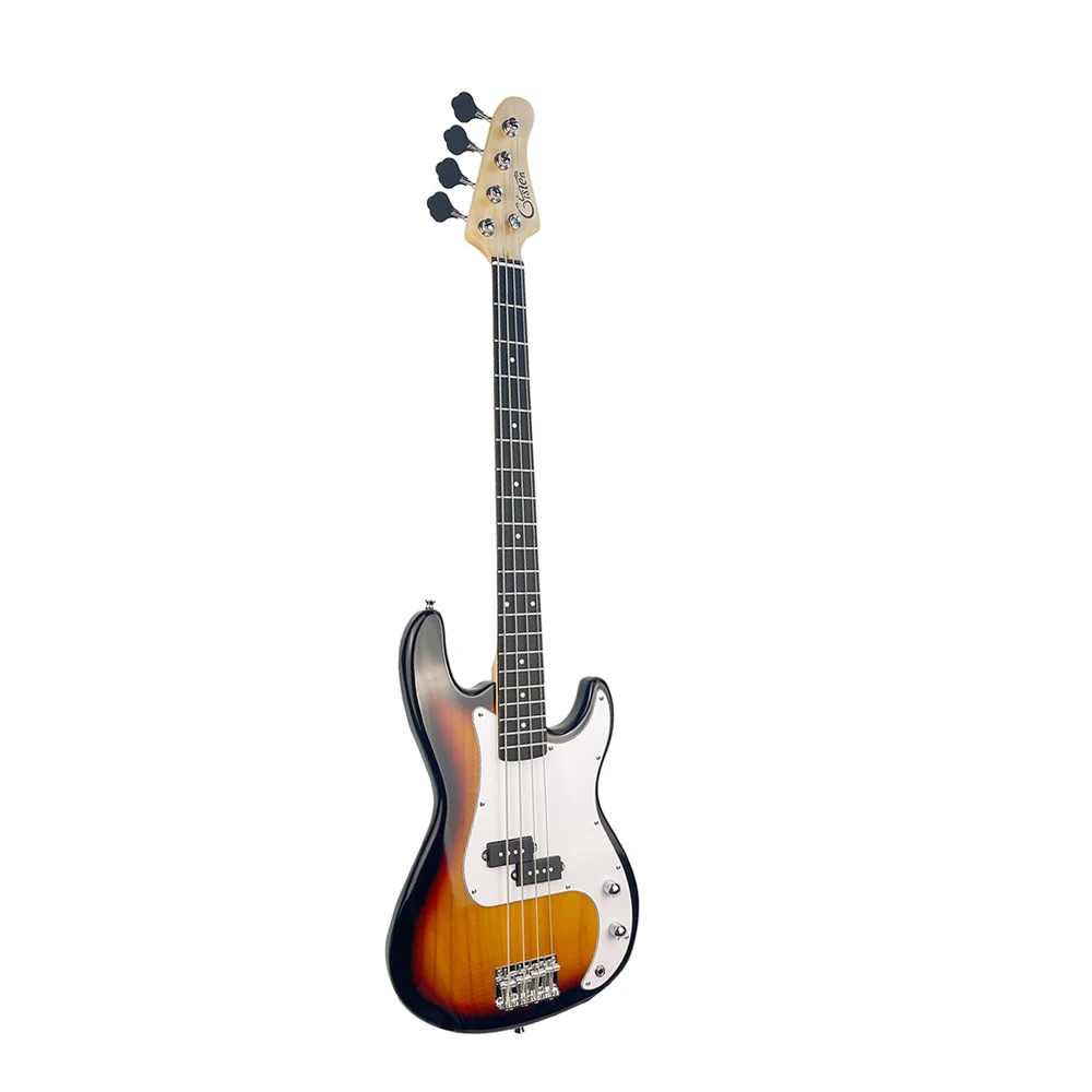 Black, Brown, and White 4-String 24-Fret Electric Bass Guitar Set with Cable and Accessories - view 4