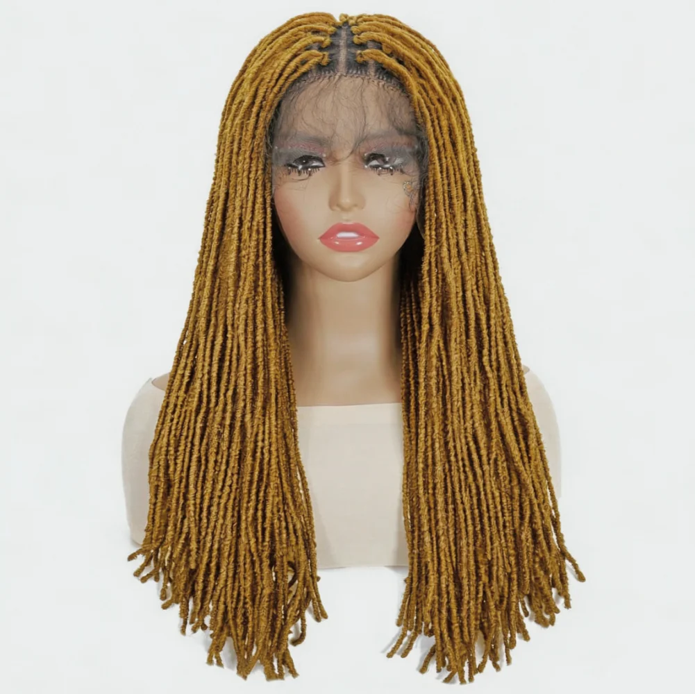 0.4cm Width Dreadlock Hair Wig for Women with Baby Hair in Front 13x5 Lace Frontal Synthetic Wig 18 inch Glueless Crochet Wigs
