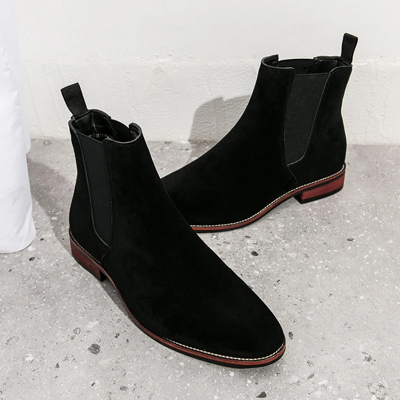 Hot Selling Winter Men\'s Ankle Boots Europe America British Style Men\'s Wedding Pointed Shoes Classic Suede Chelsea Boots