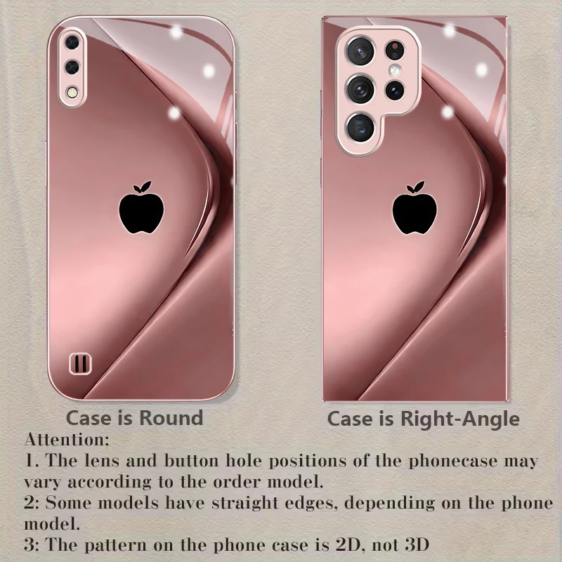 Blush Draped Logo Print Pink Metallic Glass Phone Case For Samsung A01/A02/A03 Core/A04/A04e/A05/A05s/A07/A70/A71/72 Back Cover view 6