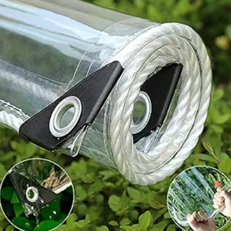 Transparenter Wasserdichter Stoff, Reißfestes PVC, Geeignet für Garten, Terrasse, Veranda, Gewächshaus, Winddichter Sonnenschutz