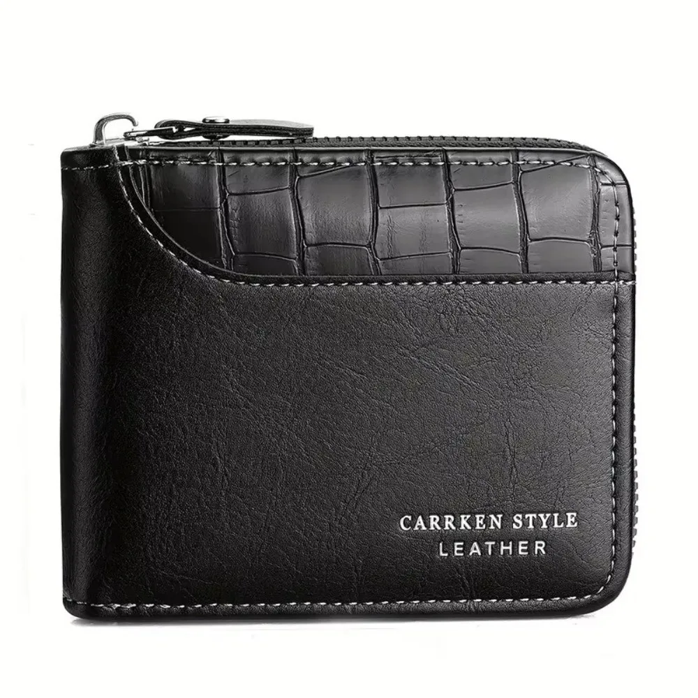 New PU Leather Men’s Wallet Luxury Zipper Mens Purse Money Bag with Coin Pocket Card Holders Male Gifts