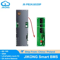 JIKONG Smart Inverter BMS JK-PB2A16S20P 8S 16S 24V 48V 200A LiFePo4 Li-Ion LTO Family Energy Storage Active balancer 2A Current