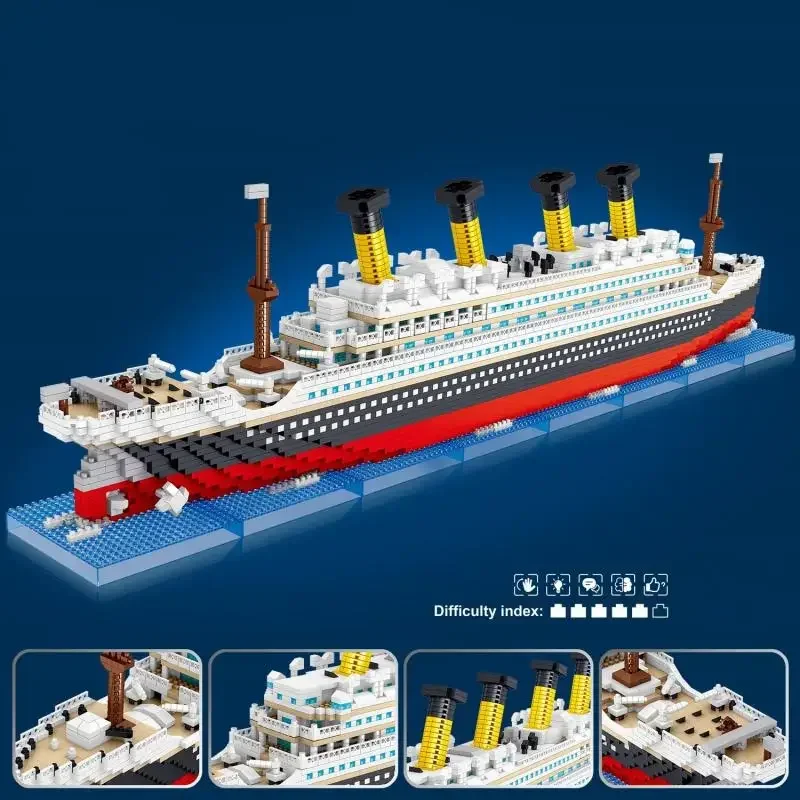 Klocki Titanic Statek wycieczkowy Mini montaż cegieł Model Zabawki Zestawy Dekoracja pulpitu