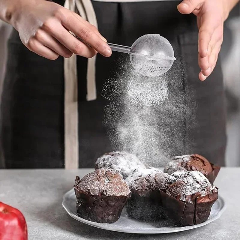 Vibrador de polvo retráctil, harina, tamiz de azúcar, azúcar en polvo, semidrenaje, herramientas de decoración de pasteles, accesorios para hornear