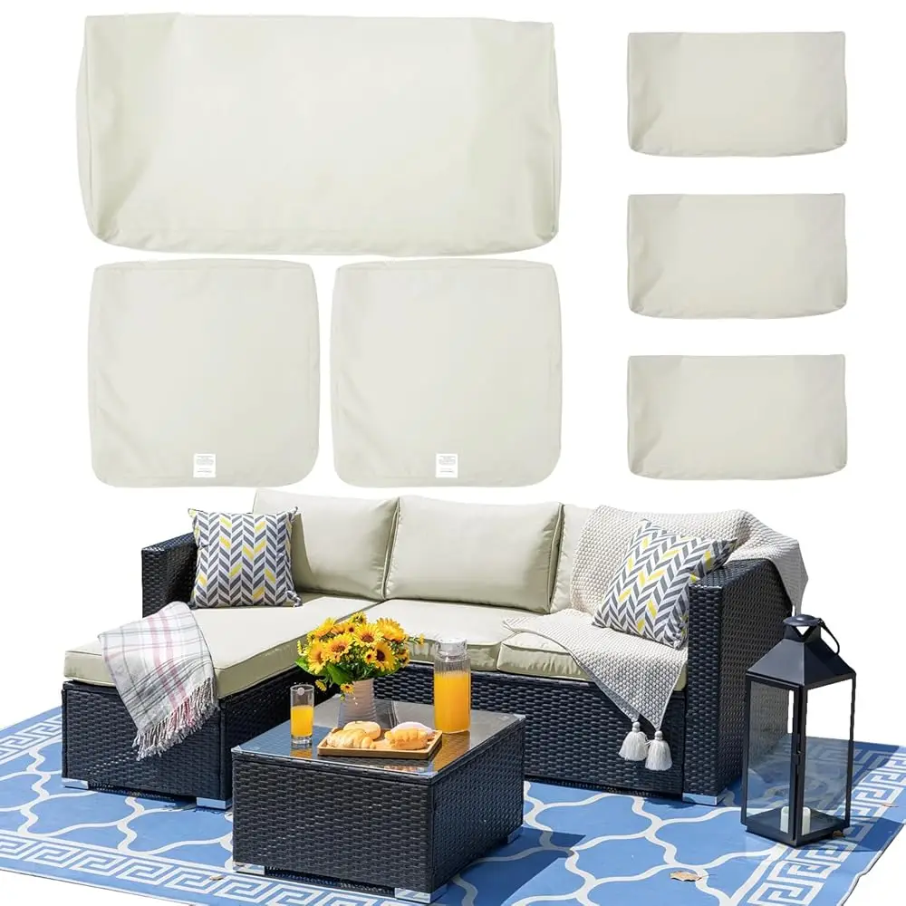 

6Pa Outdoor Seat And Ba Cushions Replacement Covers Fit For 3 Pieces 3-Seater Wicker Rattan Patio Furniture Conversation Set