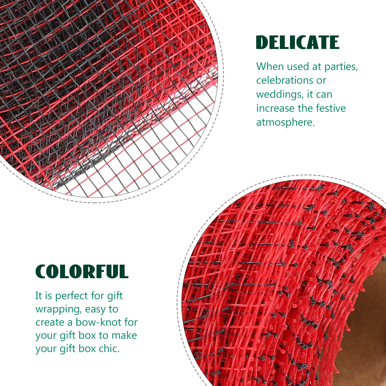 

Ornaments for Christmas Tree Decorative Mesh Ribbon Polyester Ribbons Colored Wreath Metallic Foil DIY