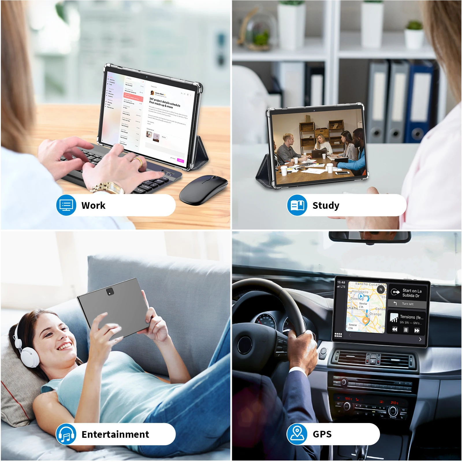 Relndoo 10.1 Inch Android 14 Tablet, 12GB(6+6 Expand) RAM 128GB ROM, 5MP+8MP Camera, WiFi,1280x800 IPS Display, Type-C Charging