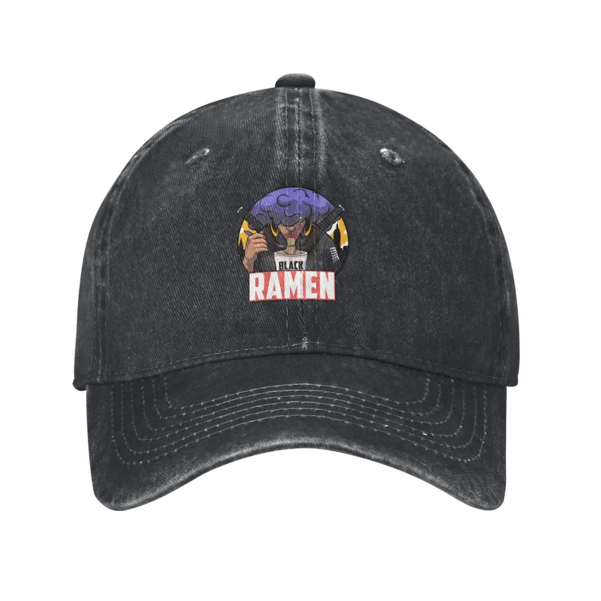 Black Ramen Drip Baseball Cap Thermal Visor Golf Hat Anime Hat Snapback Cap Women's Hats For The Sun Men's