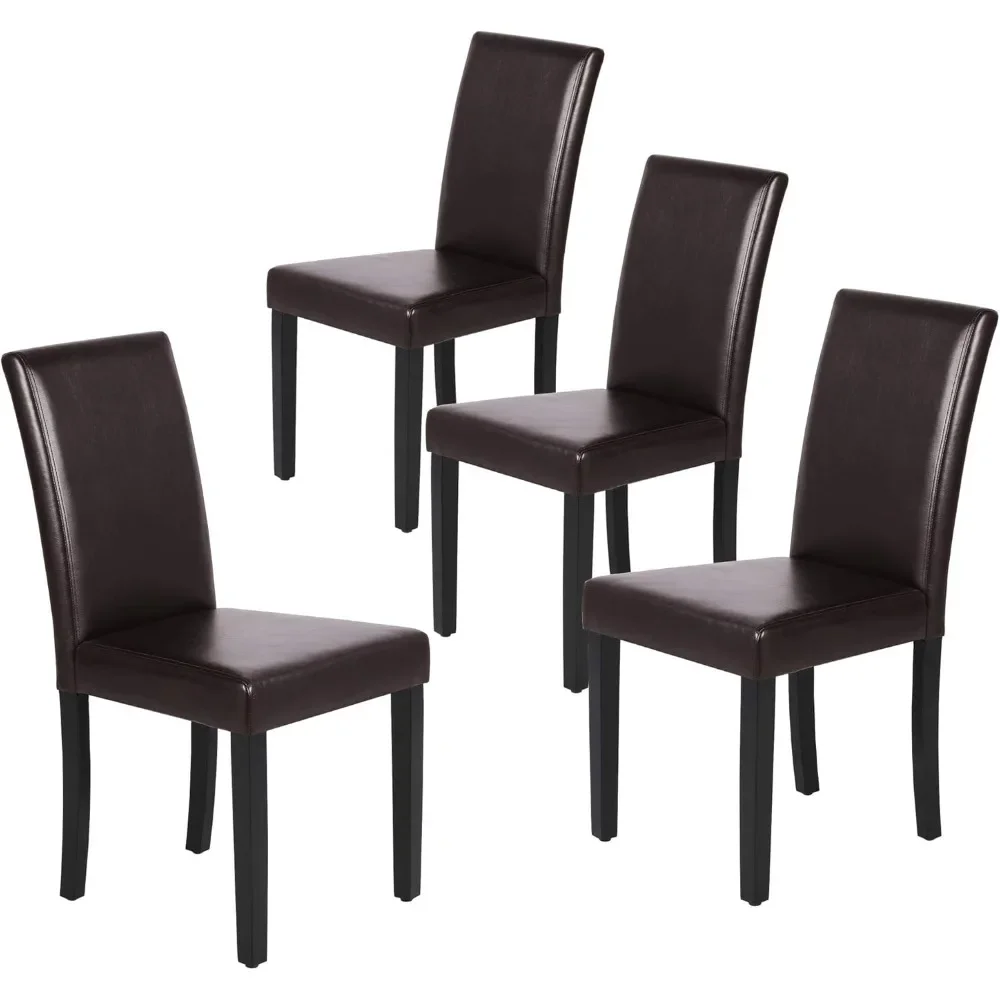 

Dining Chairs Set of 4 with PU Cushion and Waterproof Surface, Wood Legs, Suitable for Kitchen, Restaurant, Living Room.