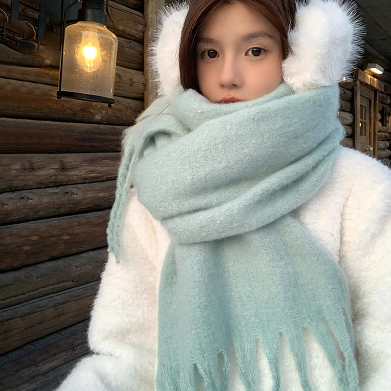 Einfarbig Dicken Großen Schal Frauen Männer Herbst Winter Koreanischen Stil Student Alle-spiel Schal Warme Neck Schal