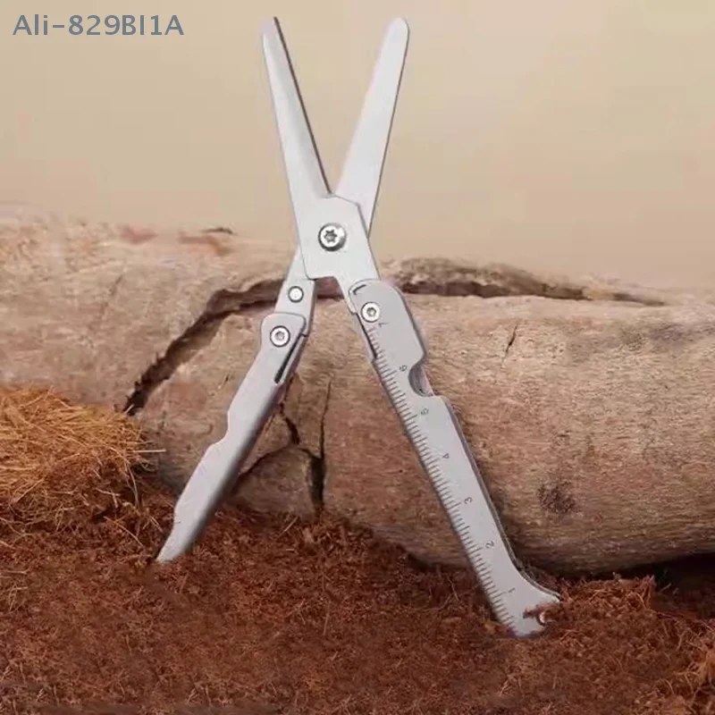 Big Scissors With Back Clip Graduated Scale Multi Functional Mini Portable Folding Scissors Combination Tool Outdoor Tools