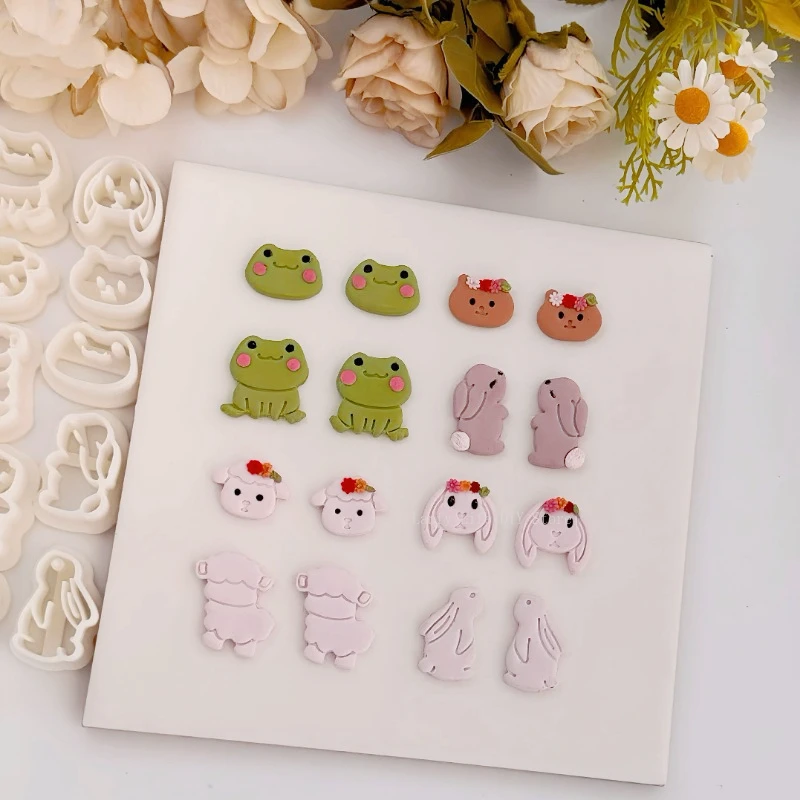 Cute Animal Polymer Clay Cutter Frog/rabbit/lamb Polymer Clay Molds DIY Earring Pendant Clay Modeling Pottery Tools