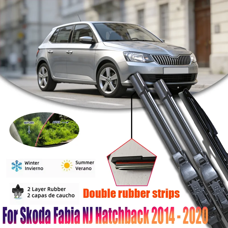 

Car Wiper Blade For Skoda Fabia NJ Hatchback 2014 - 2020 Front Rear Windshield Brushes Windscreen Accessories 24"+16"+14"