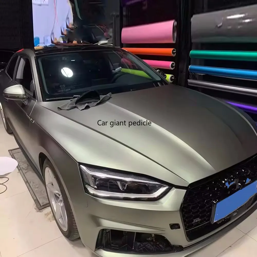 Matte Metallic Ultra Green Grey Car Vinyl Wrap Shift Suitable vinyl stickers Bubble-free easy liner for  wrap quality Warranty
