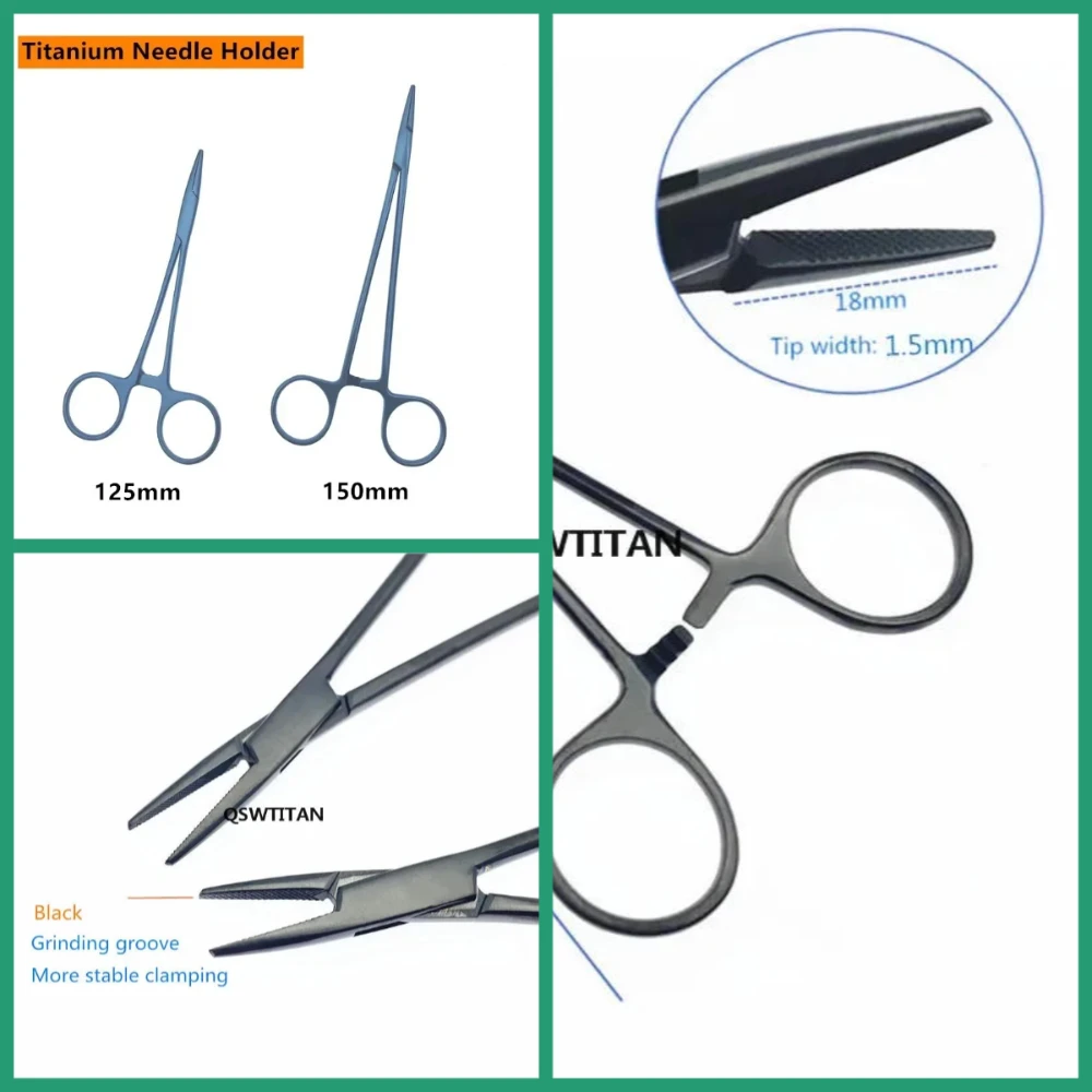 ที่จับเข็มตาไทเทเนียม เครื่องมือผ่าตัดตา ด้ามจับแบบวงแหวนพร้อมตัวล็อคแบบวงล้อ เครื่องมือทำตาสองชั้น