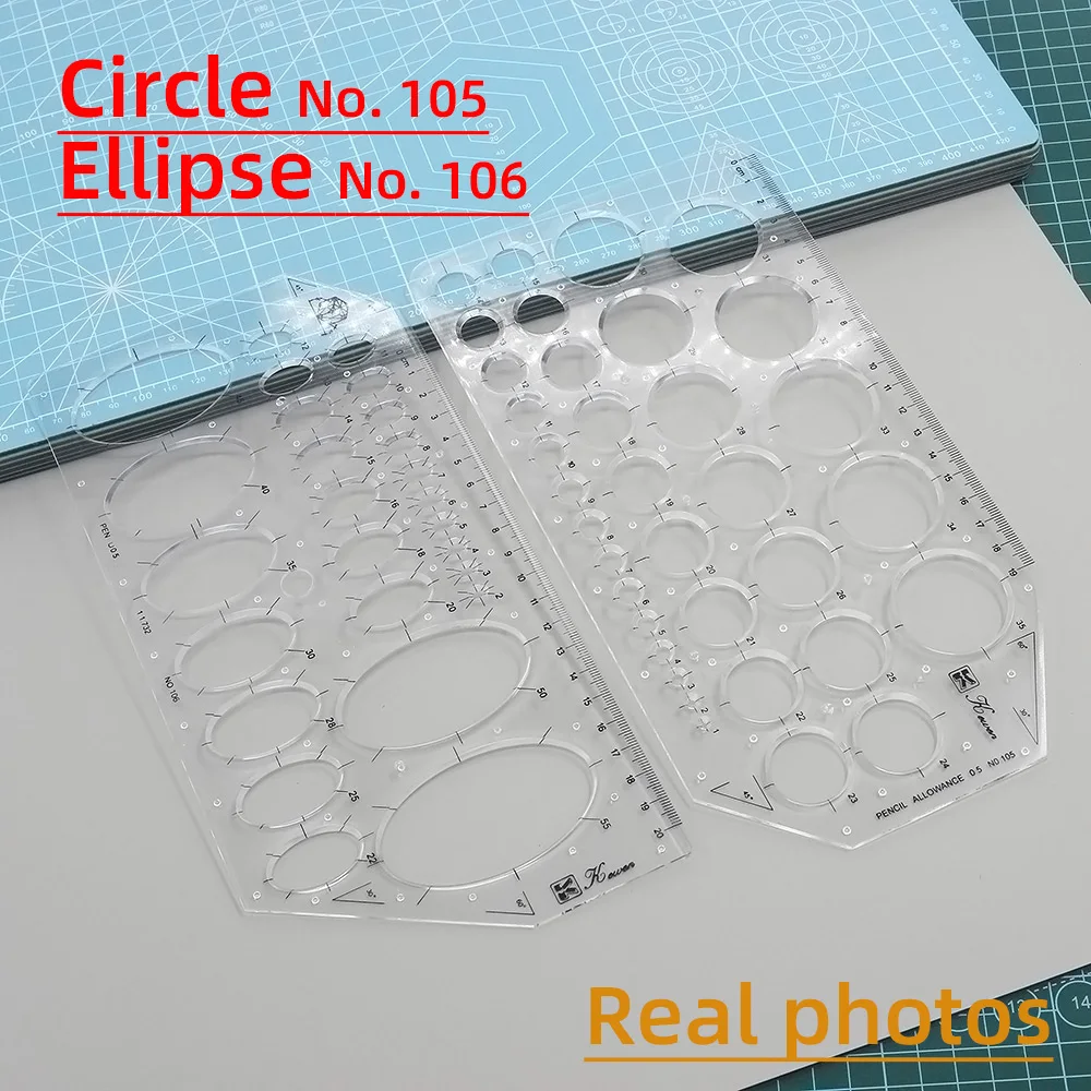 Regla elíptica circular, regla transparente para dibujo de diseños de muebles, plantilla de regla para dibujo de arquitectura, regla de medición