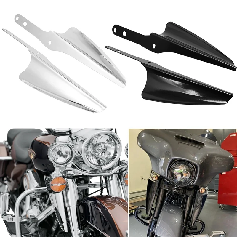 Motorcycle Front Fork Mount Wind Deflectors Windscreen Fairing For  Touring Road King 1995-2021