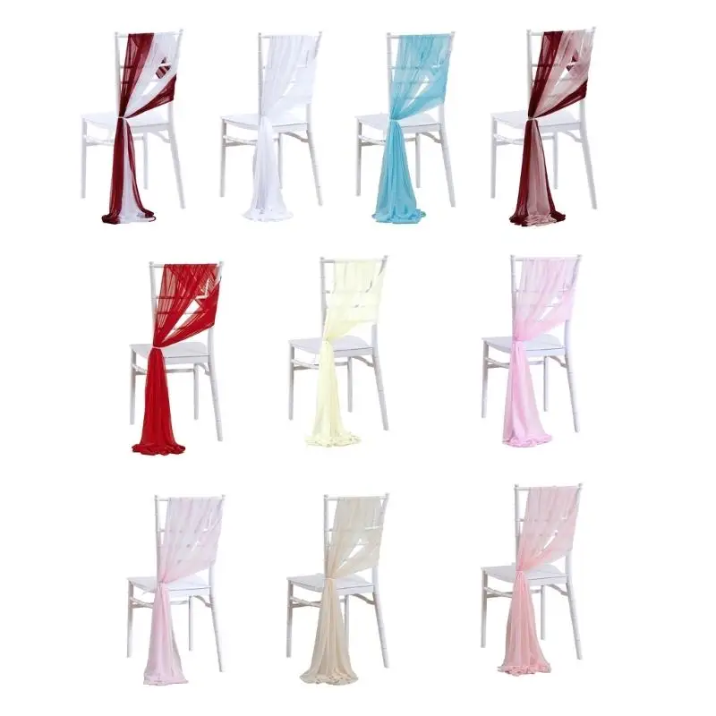 

31BB Wedding Chair Covers Sheer Pearls Chair Back Tulle for Banquet Hall Decoration Bridal Shower Anniversary Event Setting