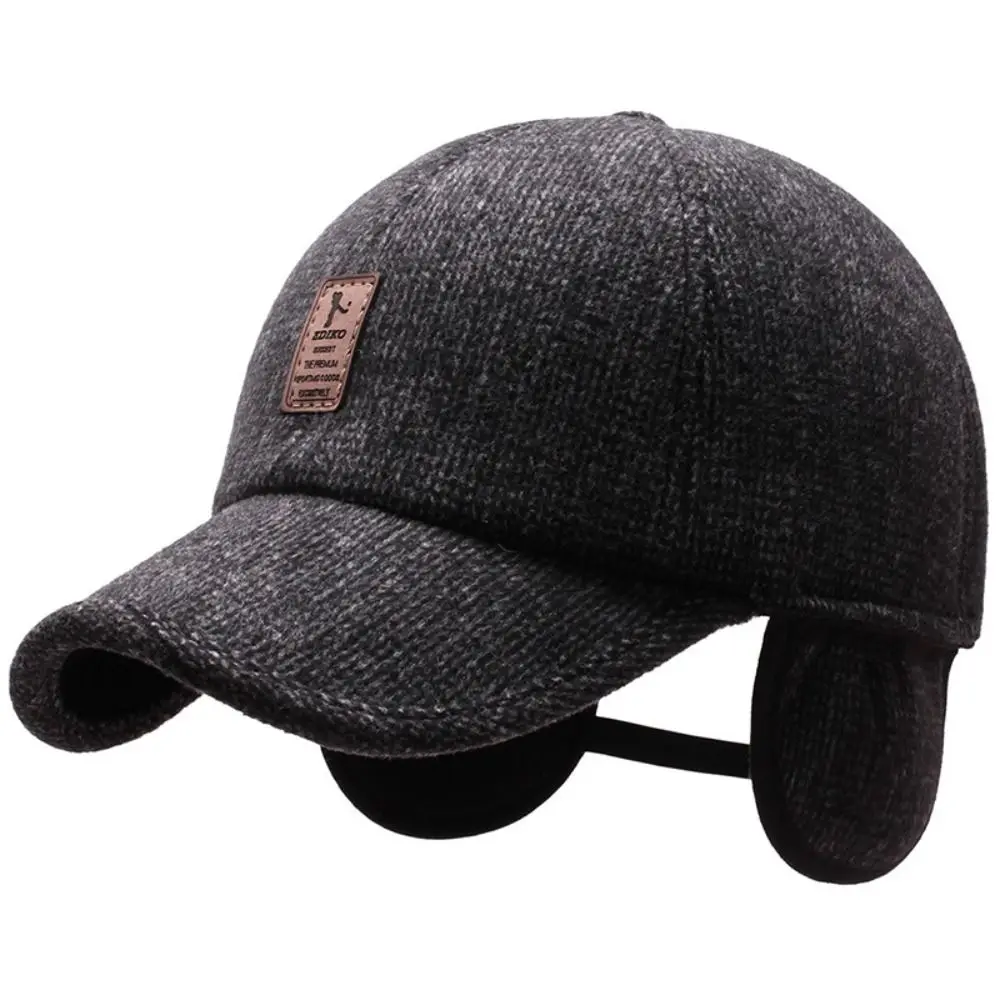 Men Autumn Winter Hat Outdoor Thick Warm Adjustable Earmuffs Baseball Cap