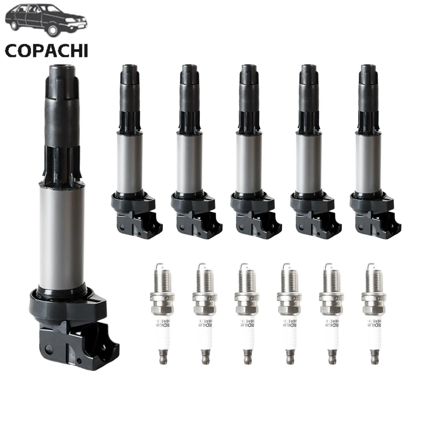 

6pcs Ignition Coils&Iridium Spark Plugs For BMW 330Ci 325i 525i 745i X3 X5 UF522 Engine Car Accessories Parts Fuel Supply System