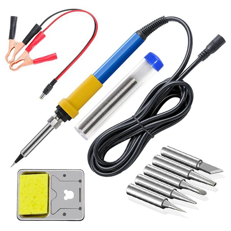 DC12V / 60w Car Battery Low Voltage Electrical Soldering iron Head Clip Portable Welding Rework Repair Tools