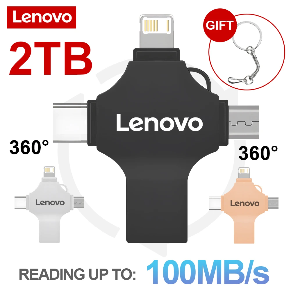 

Lenovo 4In1 Super Mini Usb Flash Drives 256GB Usb 3.0 Pen Drive 1TB 2TB OTG Type-C 512GB Gift USB Memory Stick For Laptop/Phone